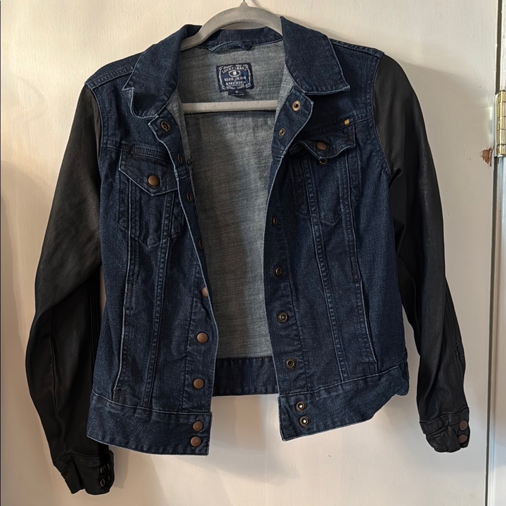 Lucky Brand Denim and Black Leather Women's Jacket
